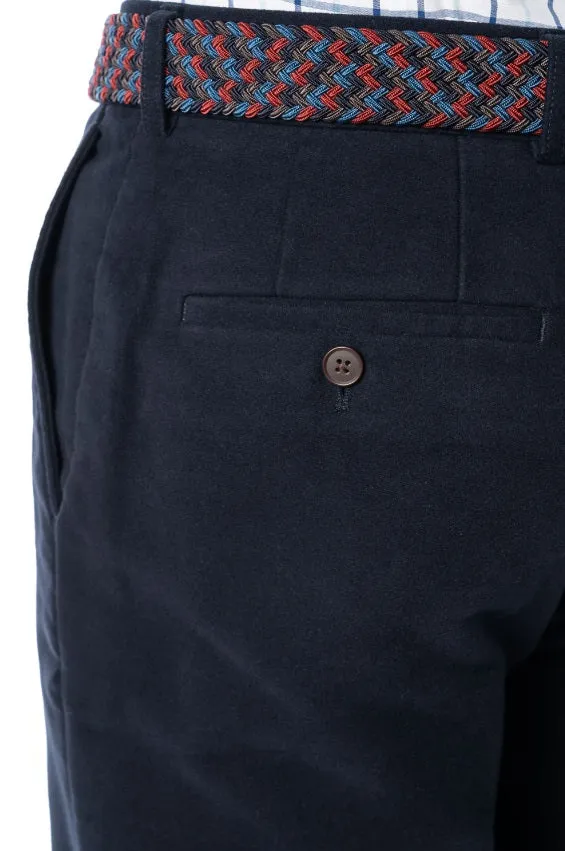 40% OFF - GURTEEN Epsom Moleskin Trousers - Navy - Size: 34 REGULAR