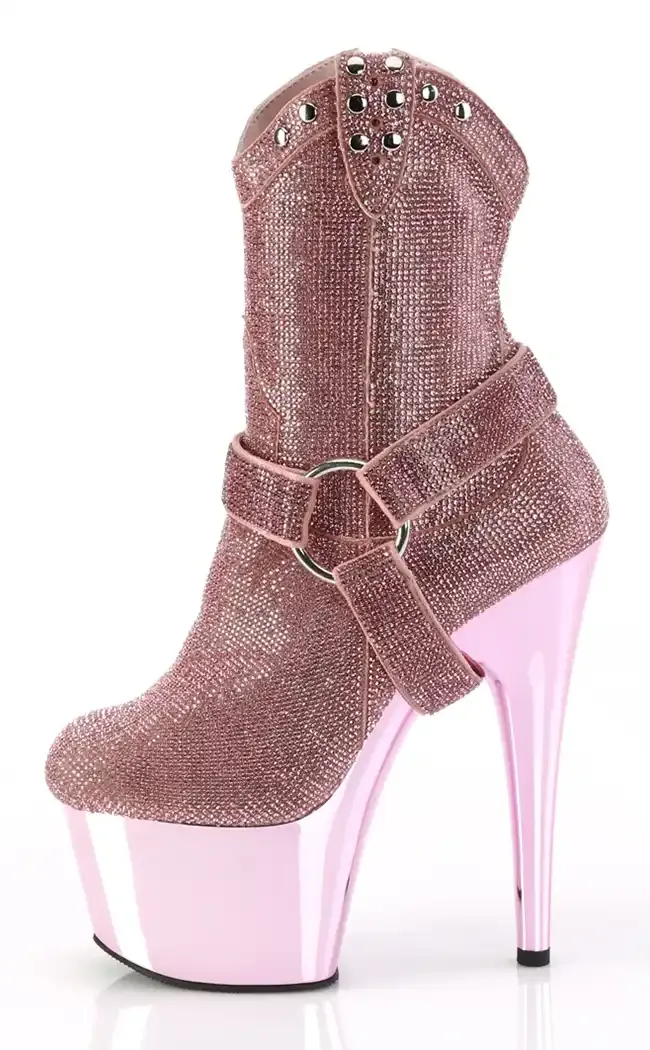 ADORE-1029CHRS Pink Rhinestone Cowboy Boots