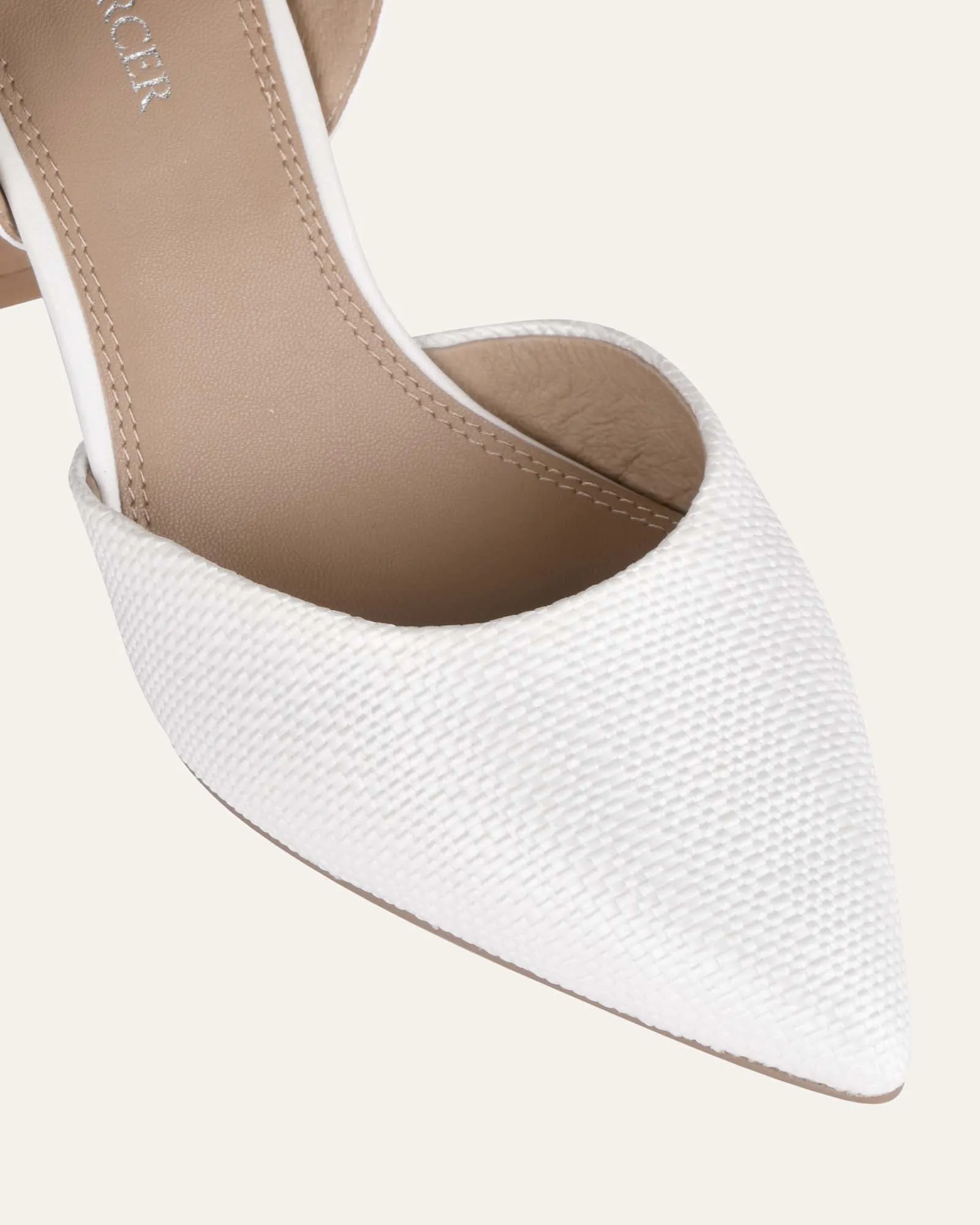 ALTON MID HEELS WHITE RAFFIA