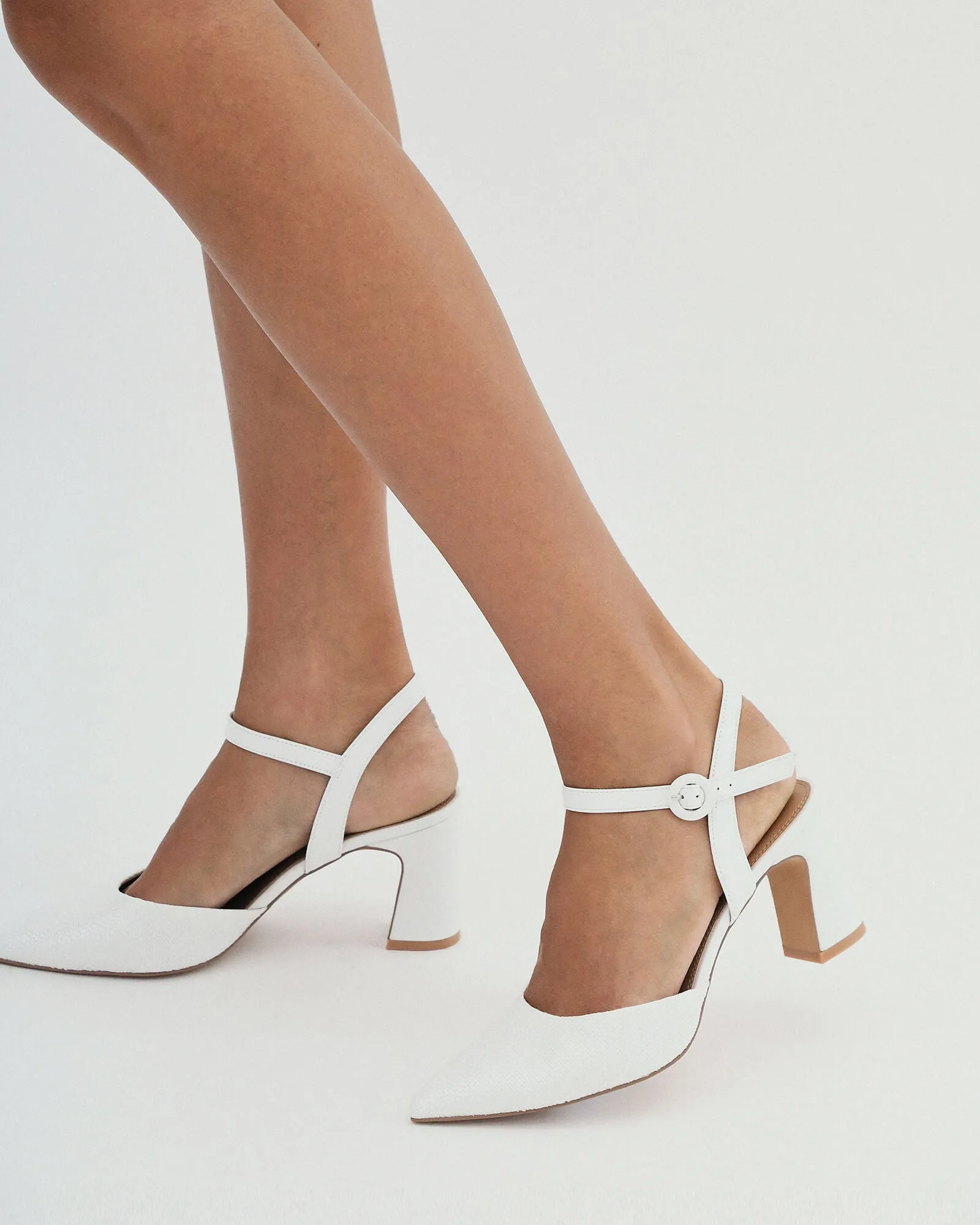 ALTON MID HEELS WHITE RAFFIA