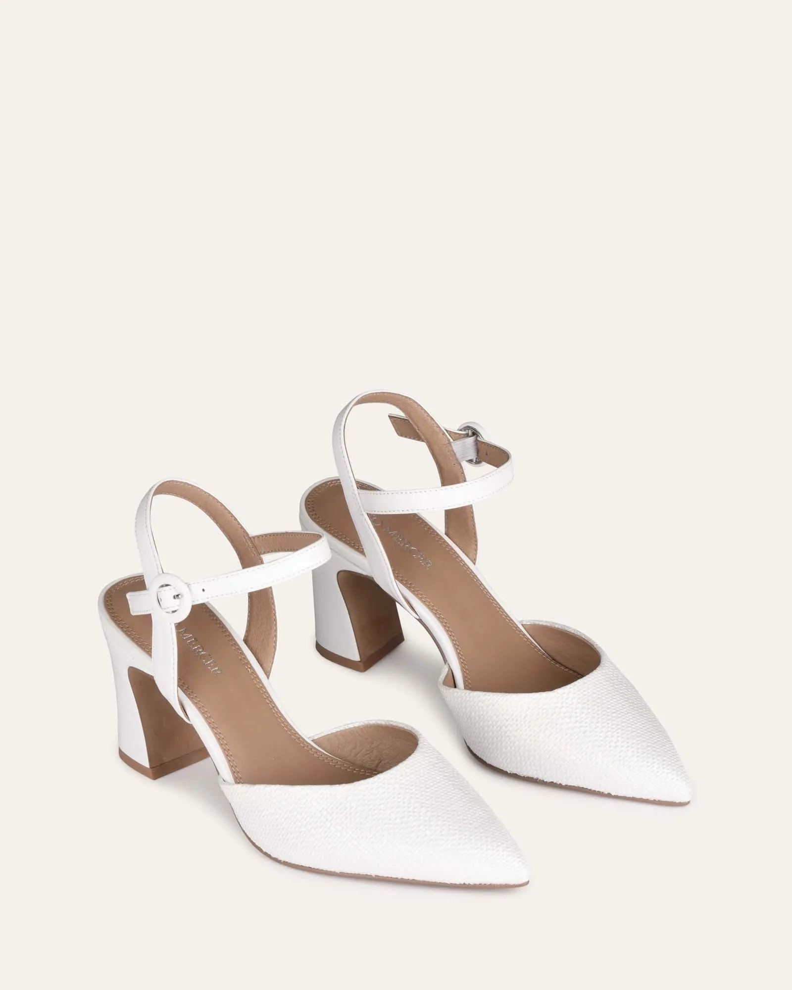 ALTON MID HEELS WHITE RAFFIA