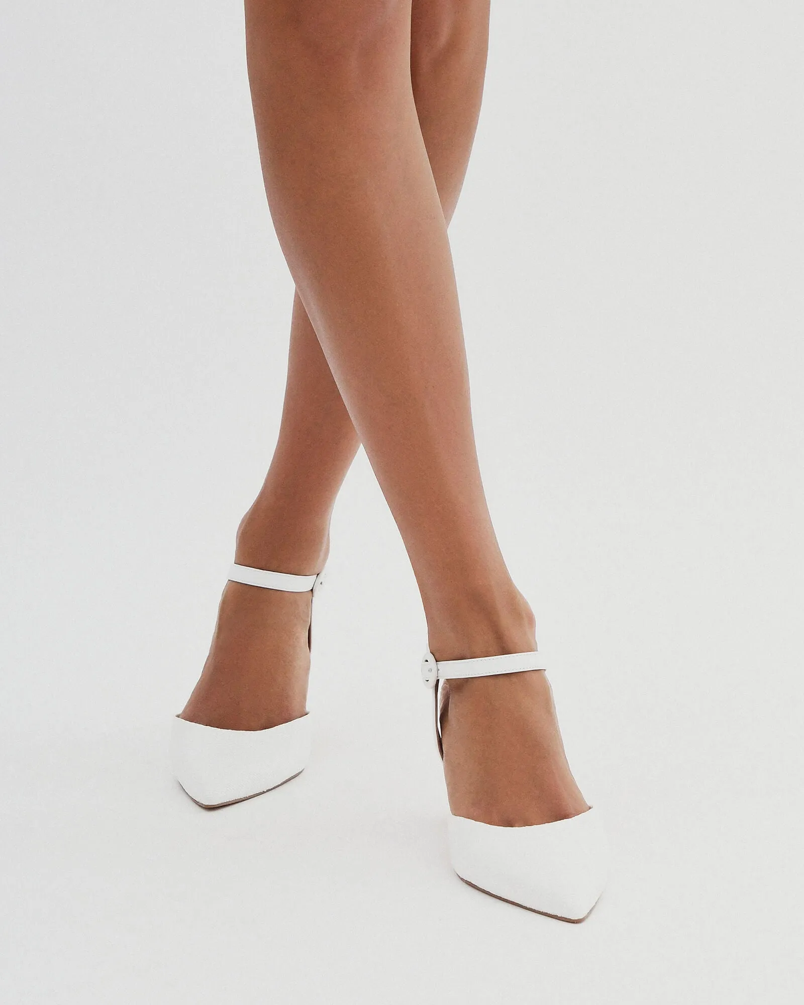 ALTON MID HEELS WHITE RAFFIA