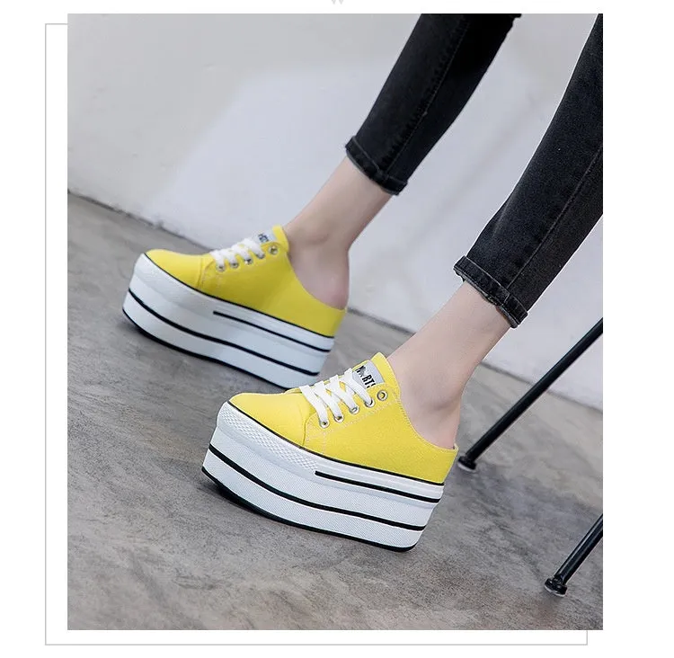 Amozae  Casual Shoes Slippers Women Canvas Shoes Fashion Breathable Platform Wedge Heel Women Slipper Sneakers Mules Sandals Slide