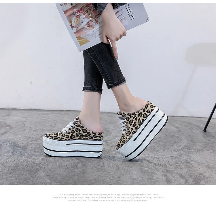 Amozae  Casual Shoes Slippers Women Canvas Shoes Fashion Breathable Platform Wedge Heel Women Slipper Sneakers Mules Sandals Slide