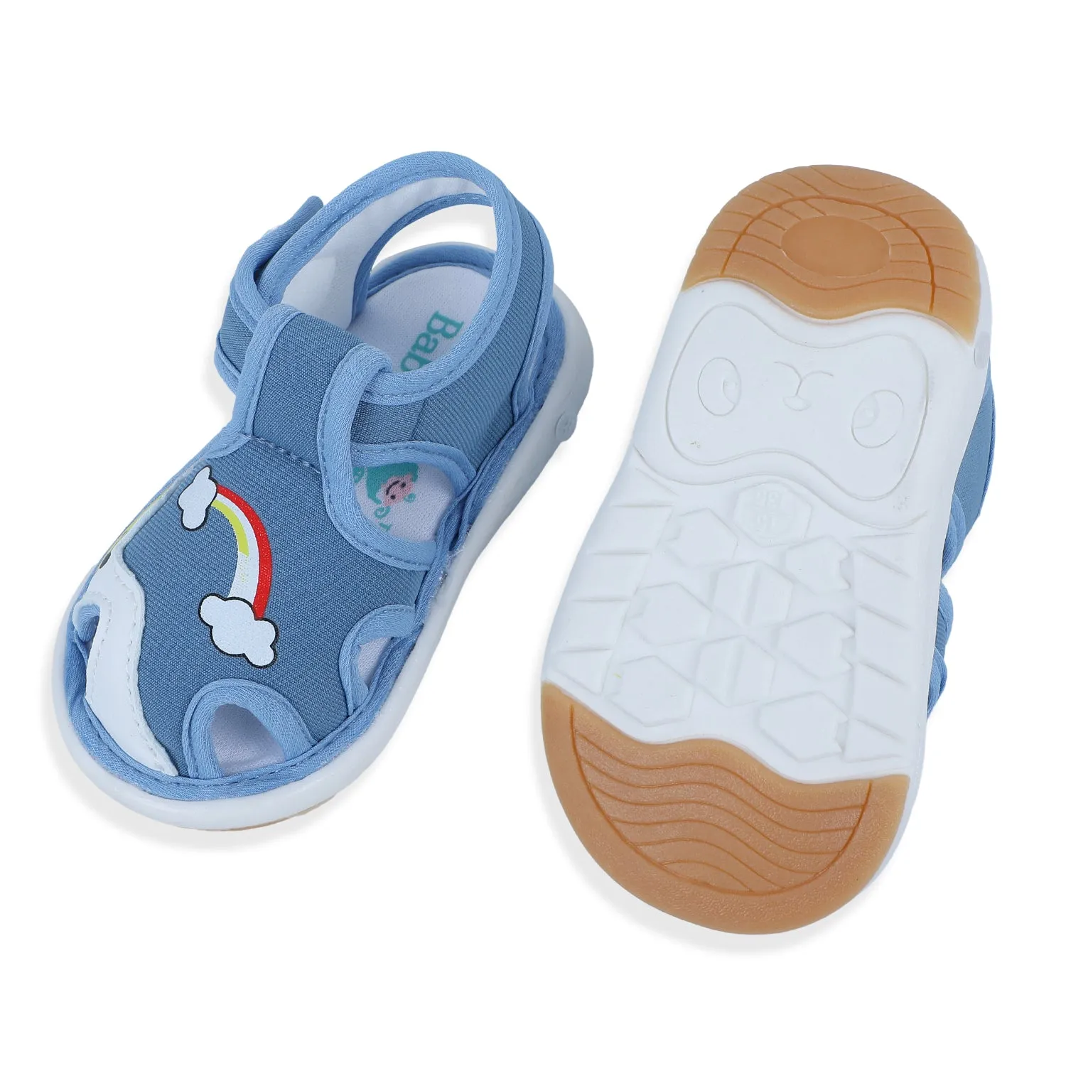 Baby Moo Rainbow Chu-Chu Sound Breathable Anti-Skid Sandals - Blue