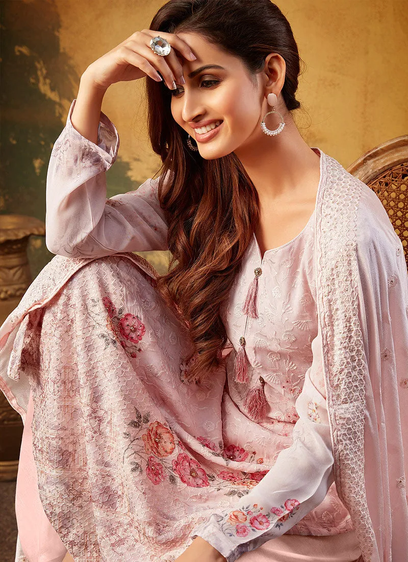 Baby Pink Embroidered Pakistani Palazzo Suit