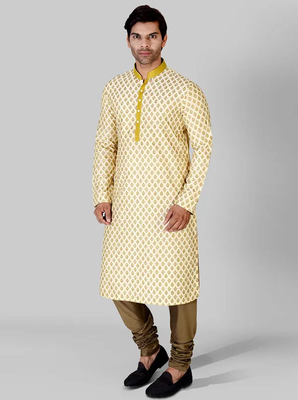 Beige & Green Kurta Set | Azania