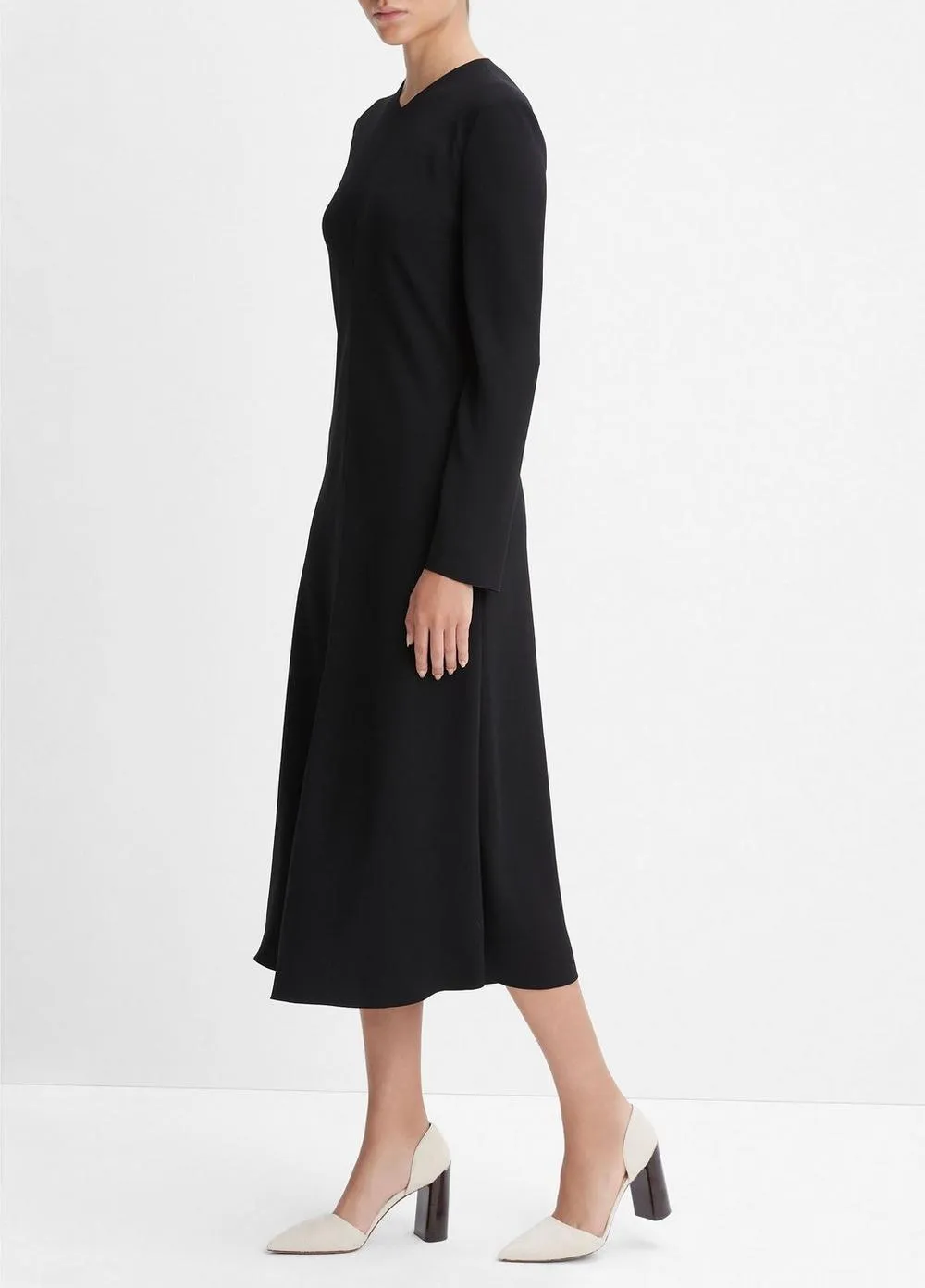 Bias High V-Neck Dress in Black