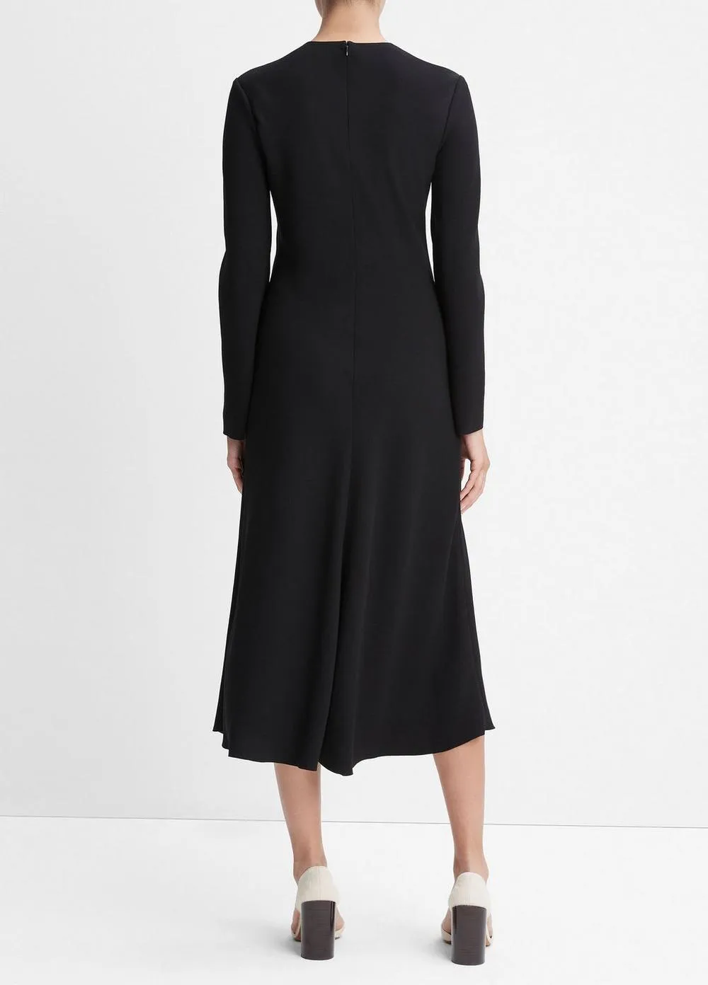 Bias High V-Neck Dress in Black