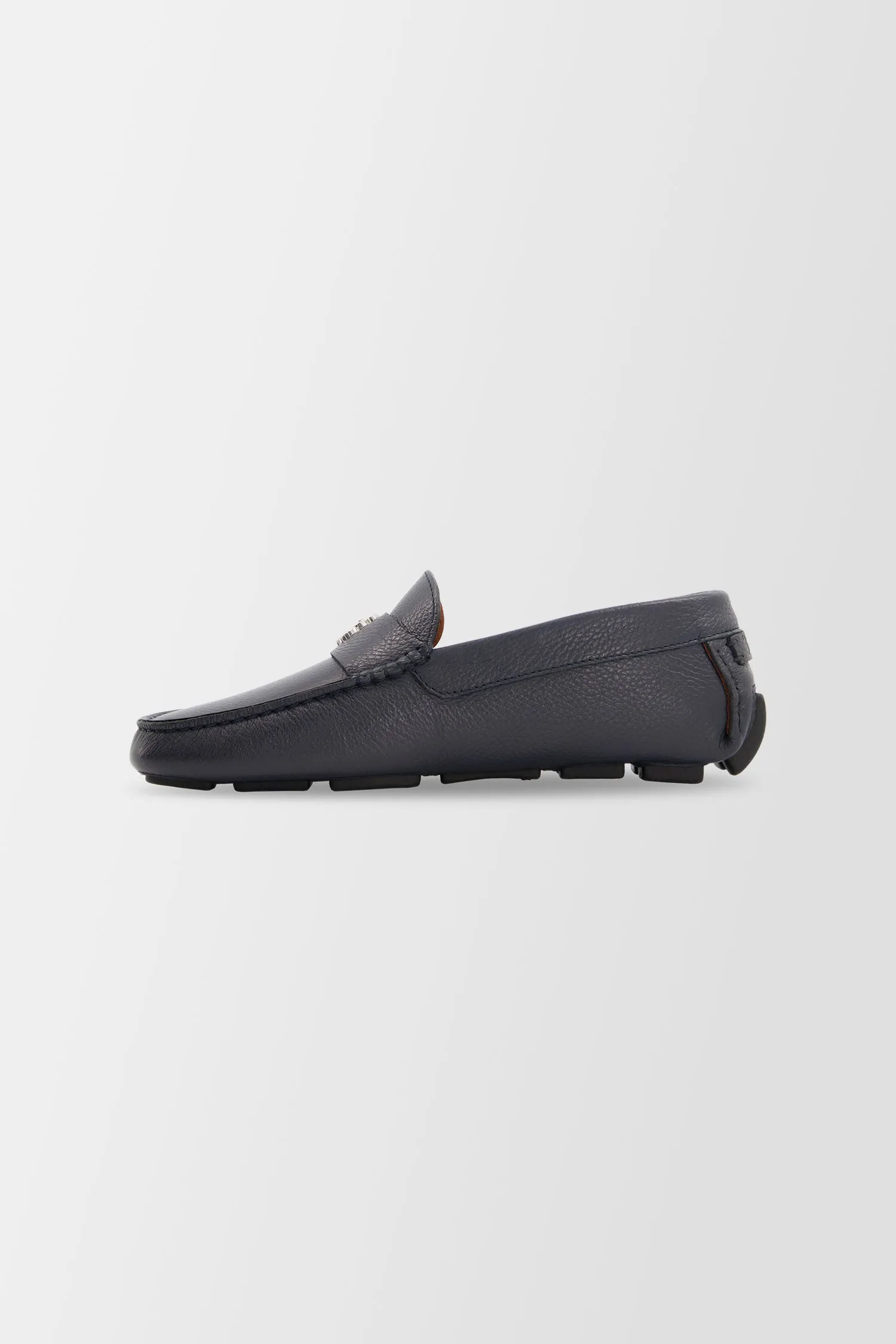 Billionaire Dark Blue Leather Moccasins