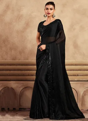 Black Sequence Wedding Silk Saree