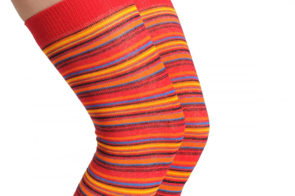 Bright Orange Blue Yellow & Red Thin Stripes