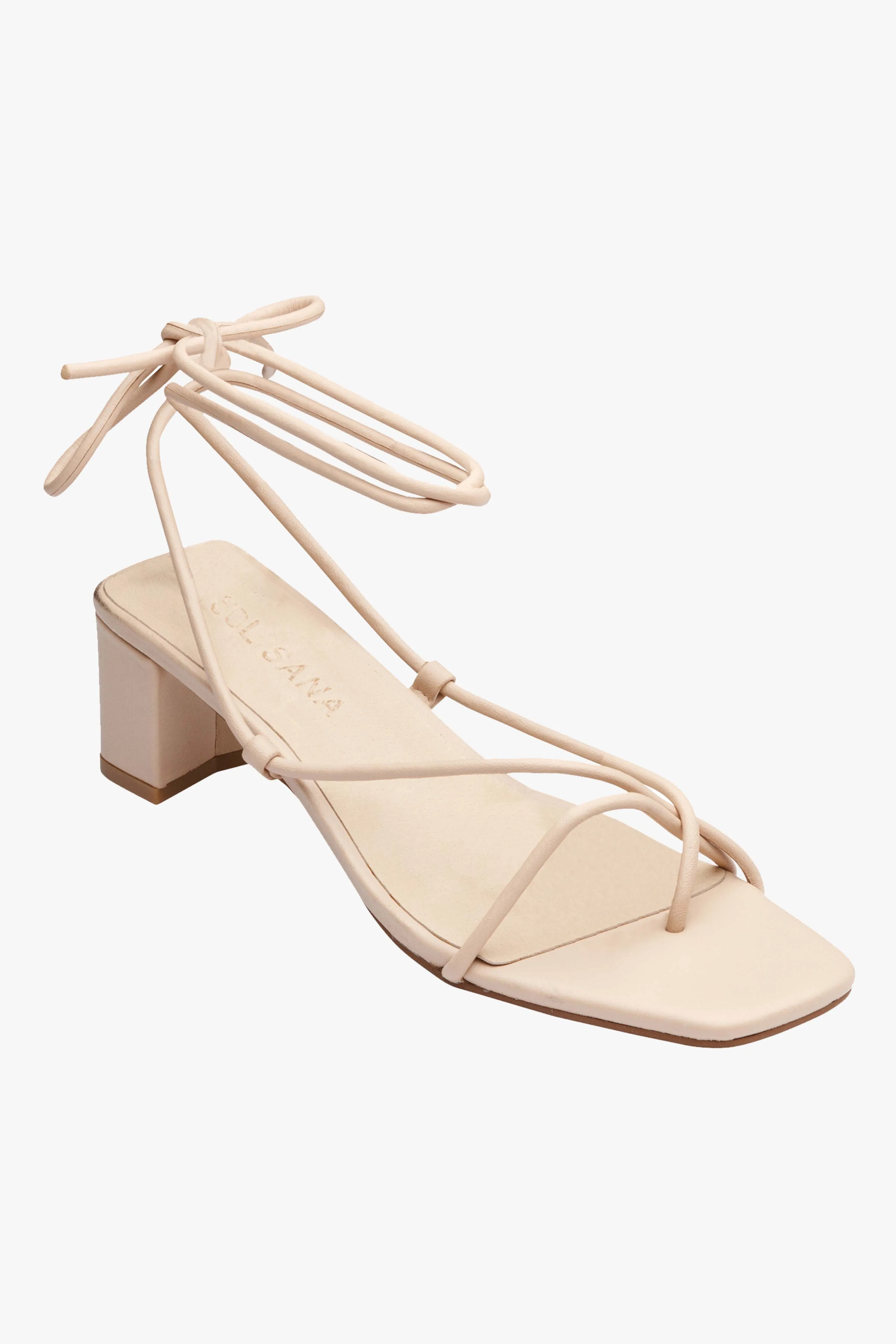 Cameo Strappy Wrap Tie Nude Leather Heel