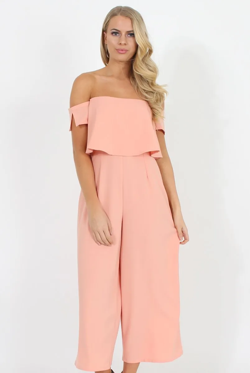 Coral Off The Shoulder Jumpsuit - Kyda