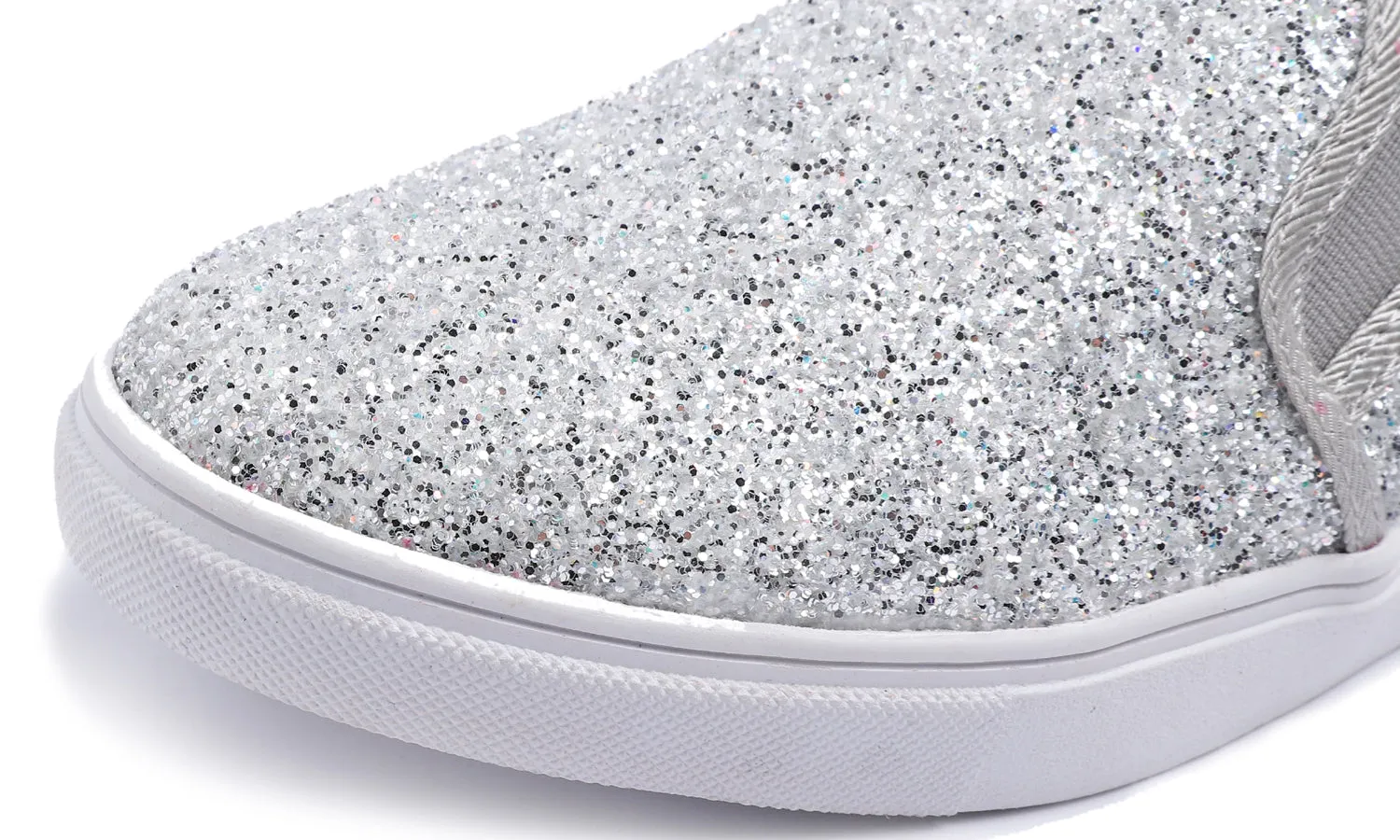 Feversole Women's Sport Mules Slip On Loafers Fashion Backless Sneakers Silver Glitter