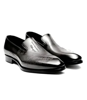 FILANGIERI -  BLACK CURSIVE DRESS LEATHER LOAFER