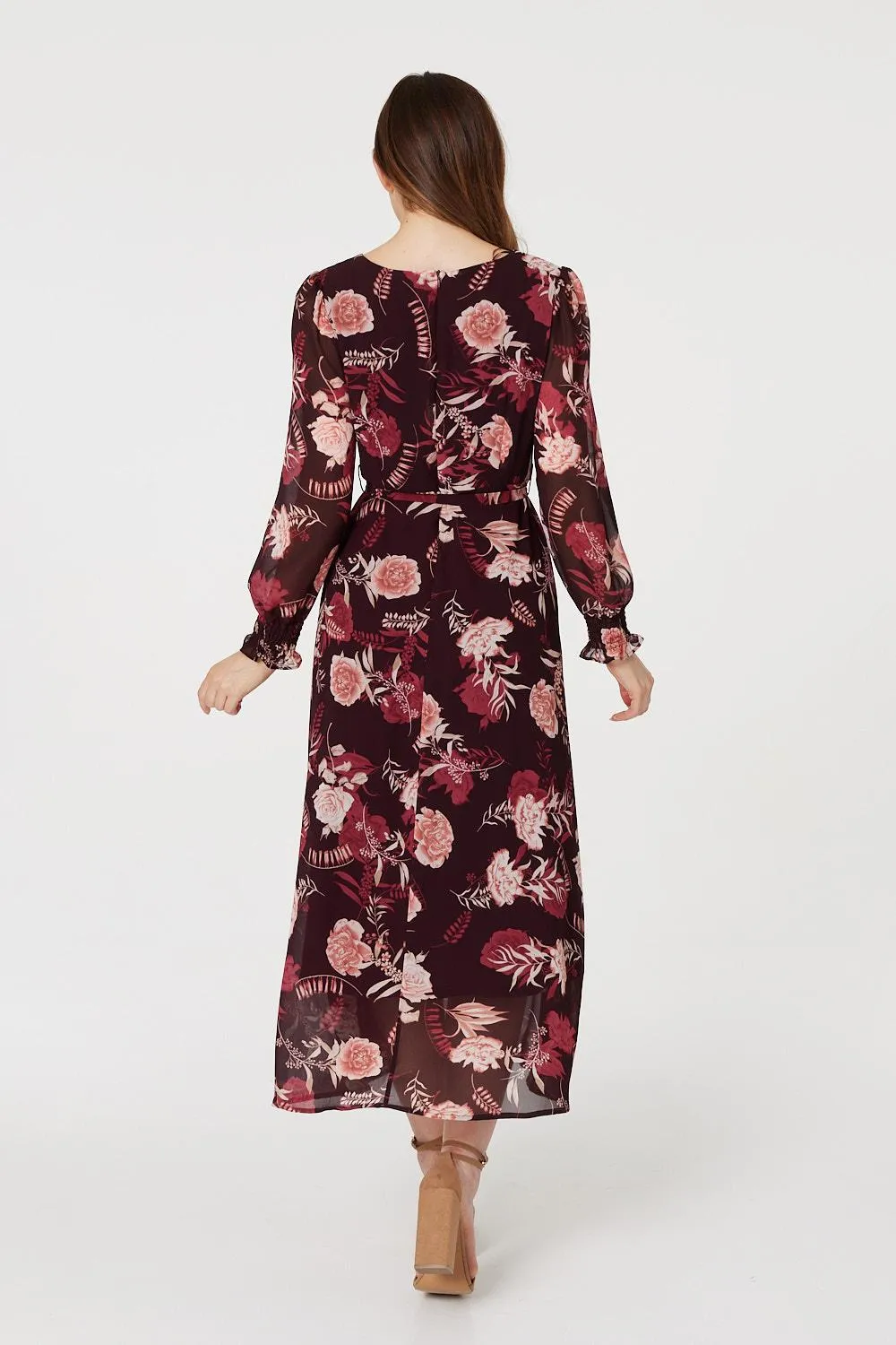 Floral Long Sleeve A-Line Dress