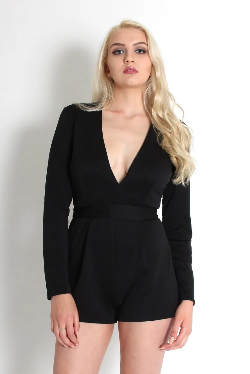 Frances Black Plunge Playsuit