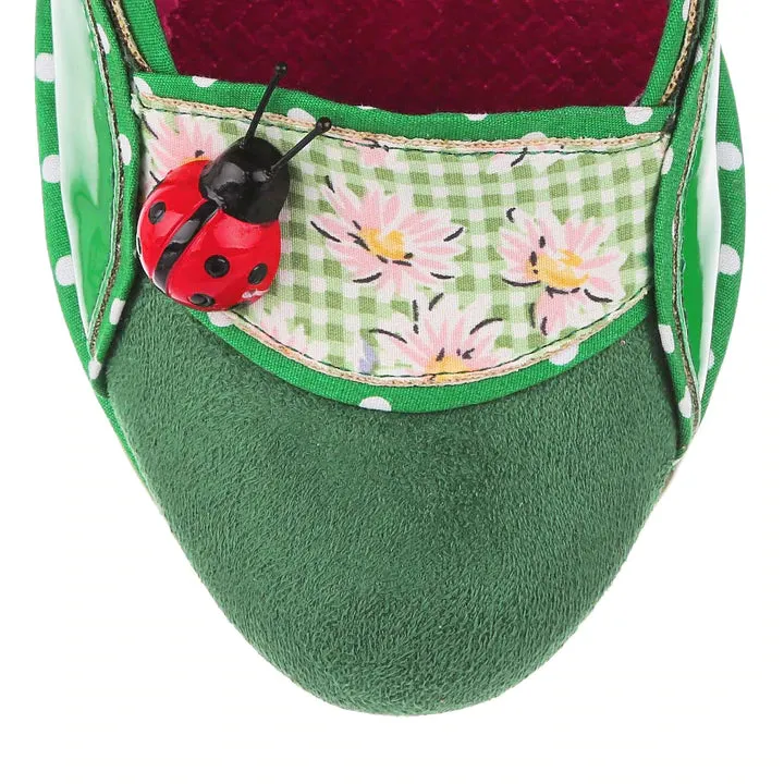 Future Lady Bug Green Floral by Irregular Choice