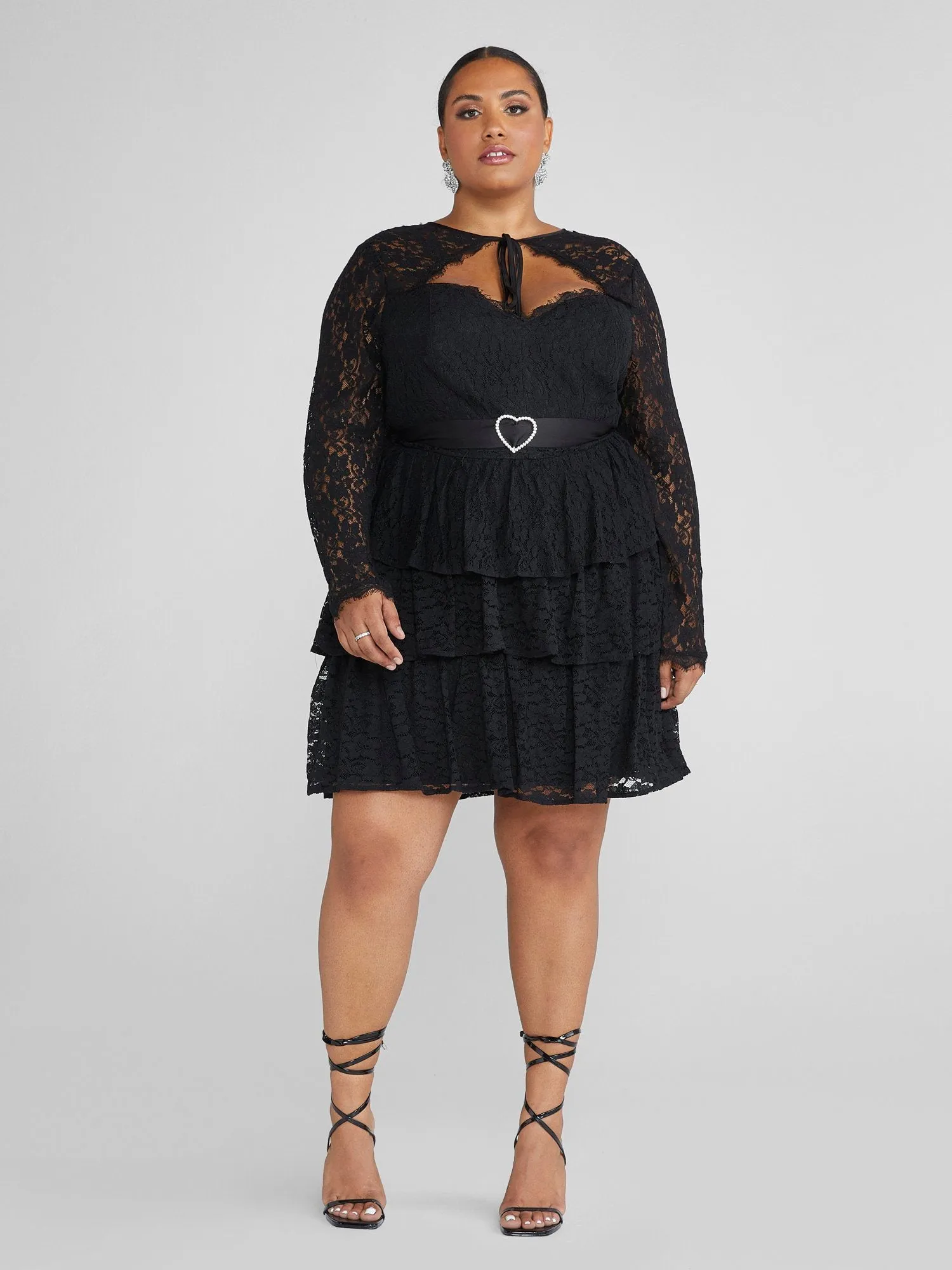 Helena Cutout Belted Lace Dress