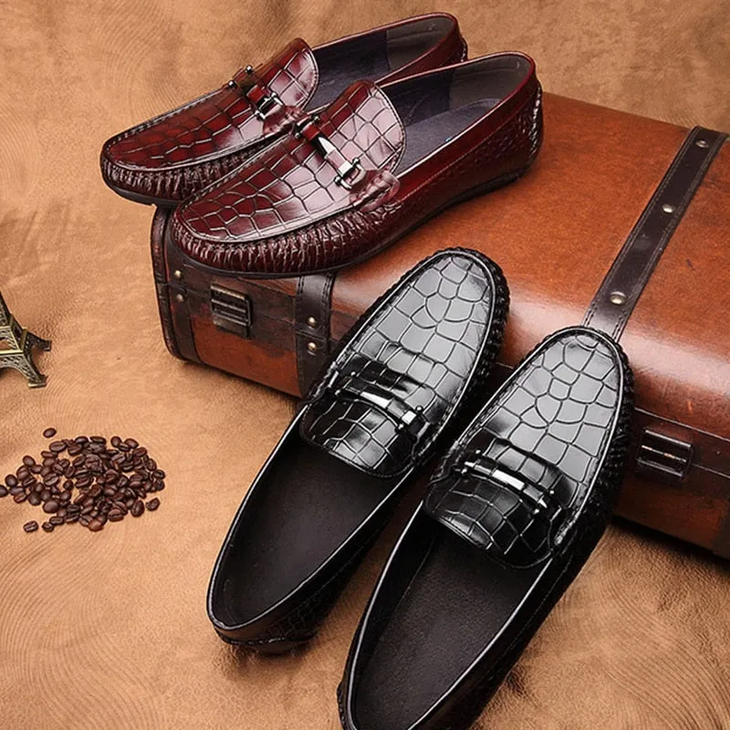 Luxury CrocLeather Alligator Pattern Oxford Loafers