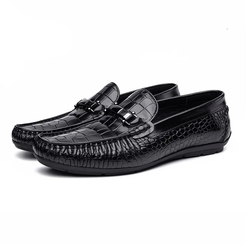 Luxury CrocLeather Alligator Pattern Oxford Loafers