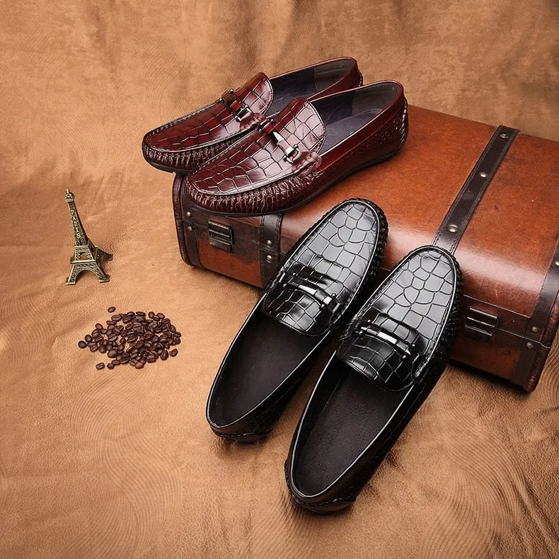 Luxury CrocLeather Alligator Pattern Oxford Loafers