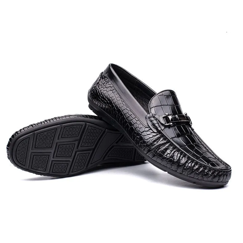 Luxury CrocLeather Alligator Pattern Oxford Loafers