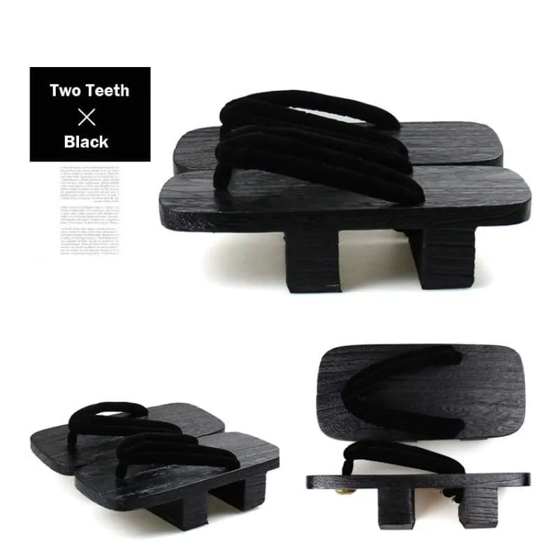 Men Two Teeth Geta Wooden Sandals 【Classic Black】