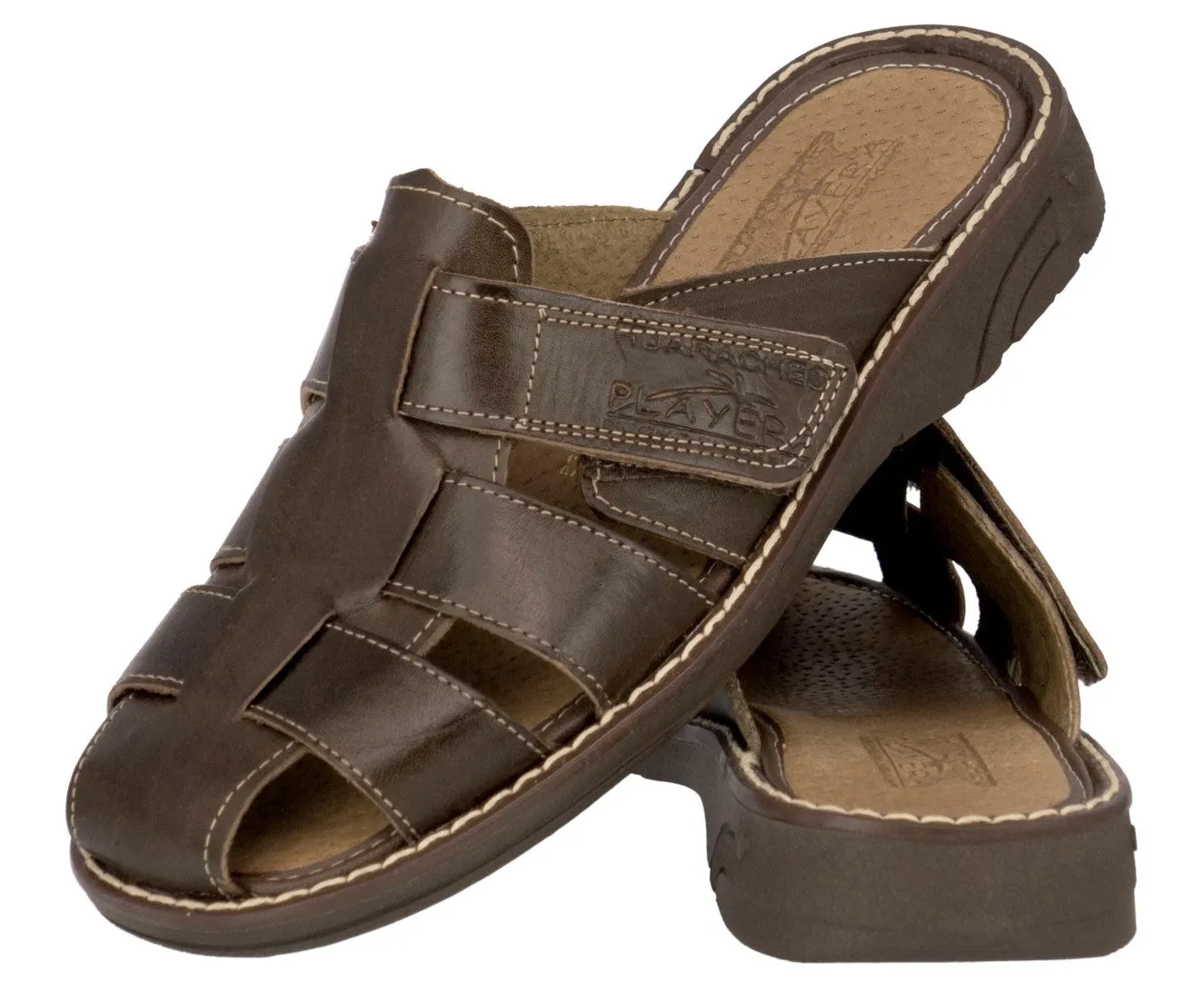 Mens Brown Sandals Classic Slip On Huaraches Genuine Leather Handmade - #661