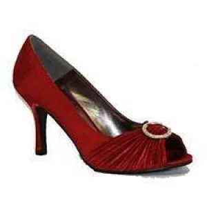 Mid Heel Evening Peep Toe Circle Diamante Lunar Sienna Burgundy