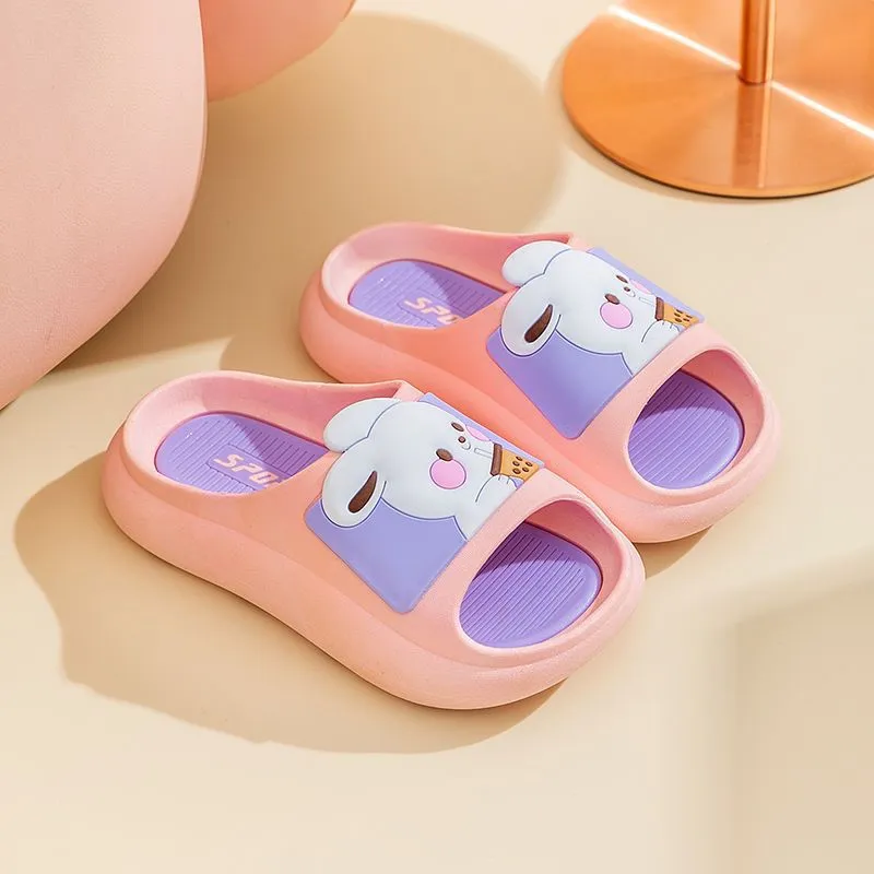 New summer children's slippers for men and women to wear at home for small and medium-sized children thick-soled non-slip cute bear cartoon slippers