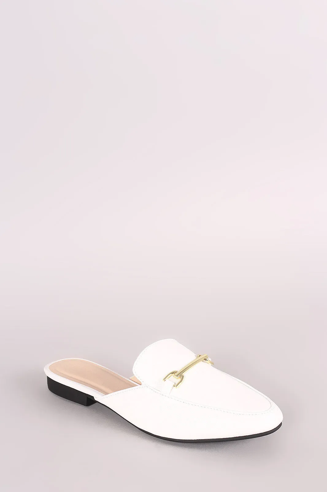 Qupid Horsebit Slip On Loafer Mules