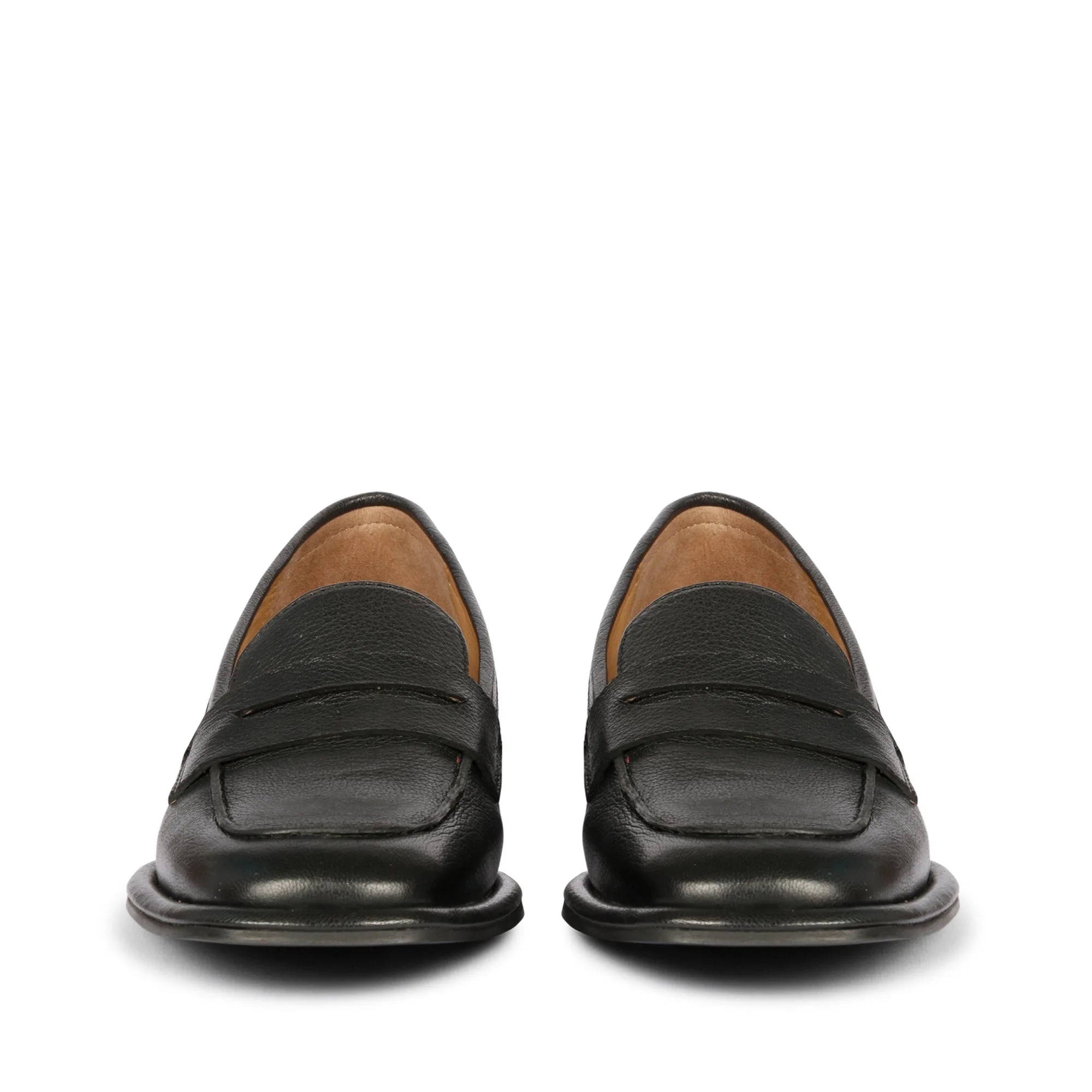 Saint Carla Black Leather Saddle Strap Moccasins