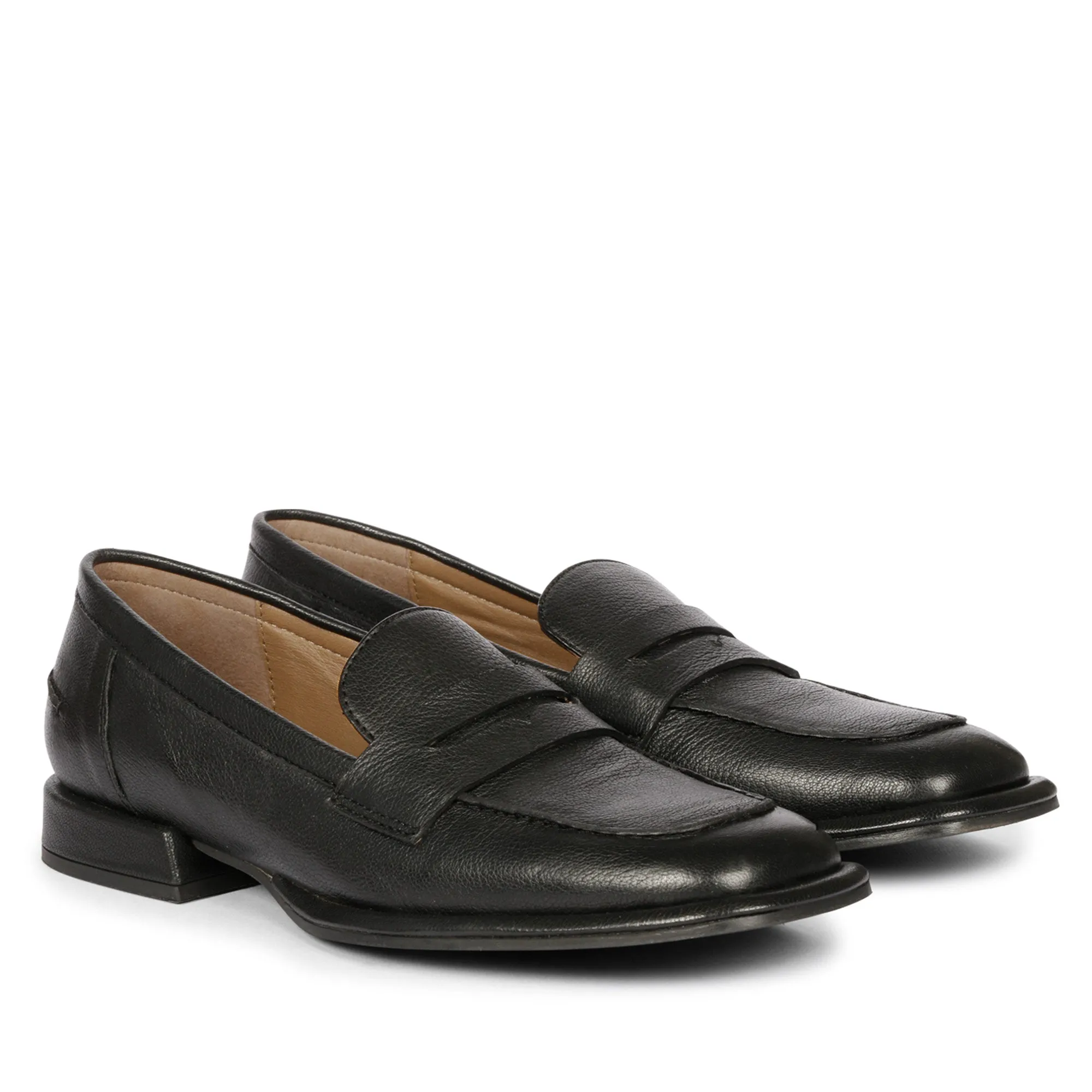 Saint Carla Black Leather Saddle Strap Moccasins