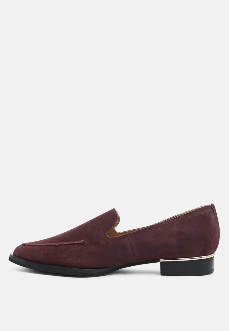 SARA Burgundy Suede Slip-on Loafers