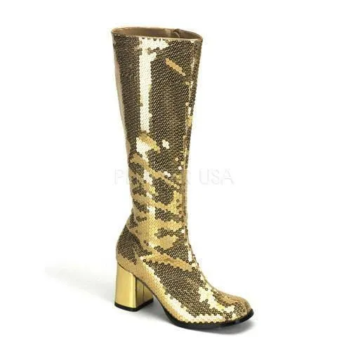 Sequinned Knee Length Boots