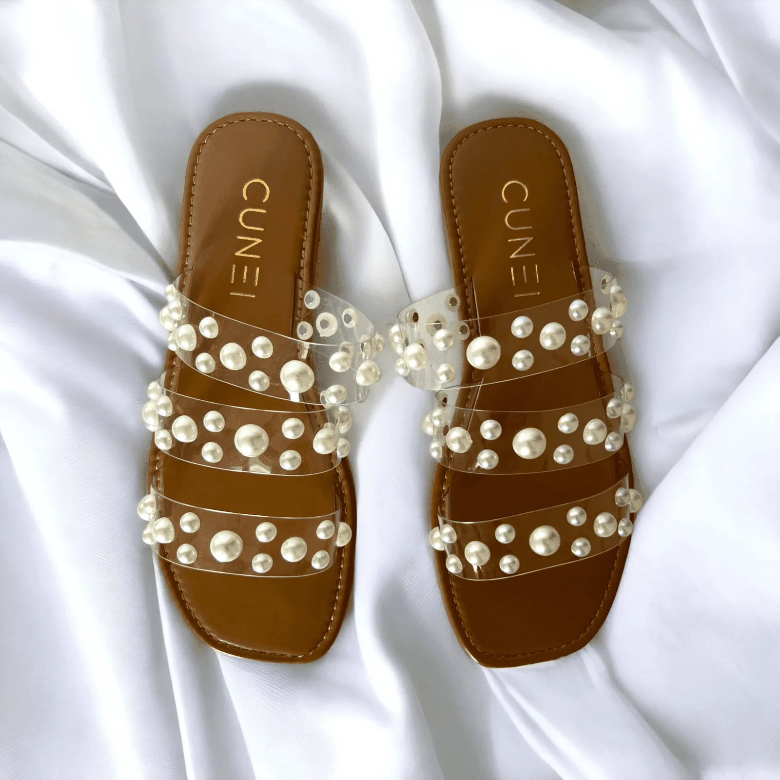 Tan Festive Pearl Flats