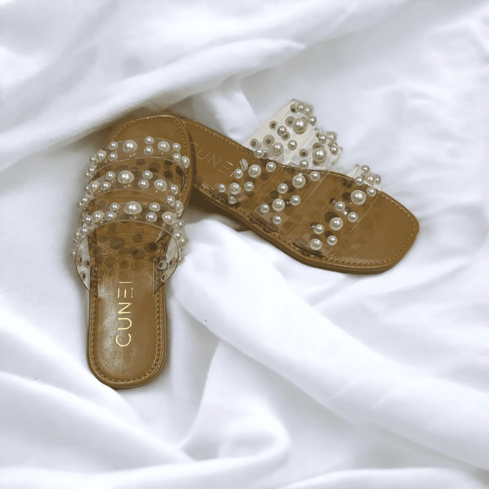 Tan Festive Pearl Flats