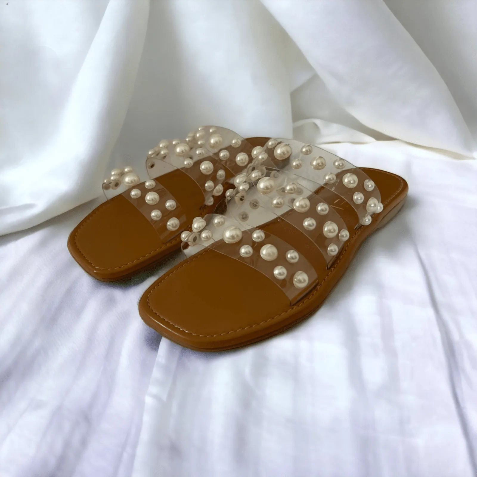 Tan Festive Pearl Flats