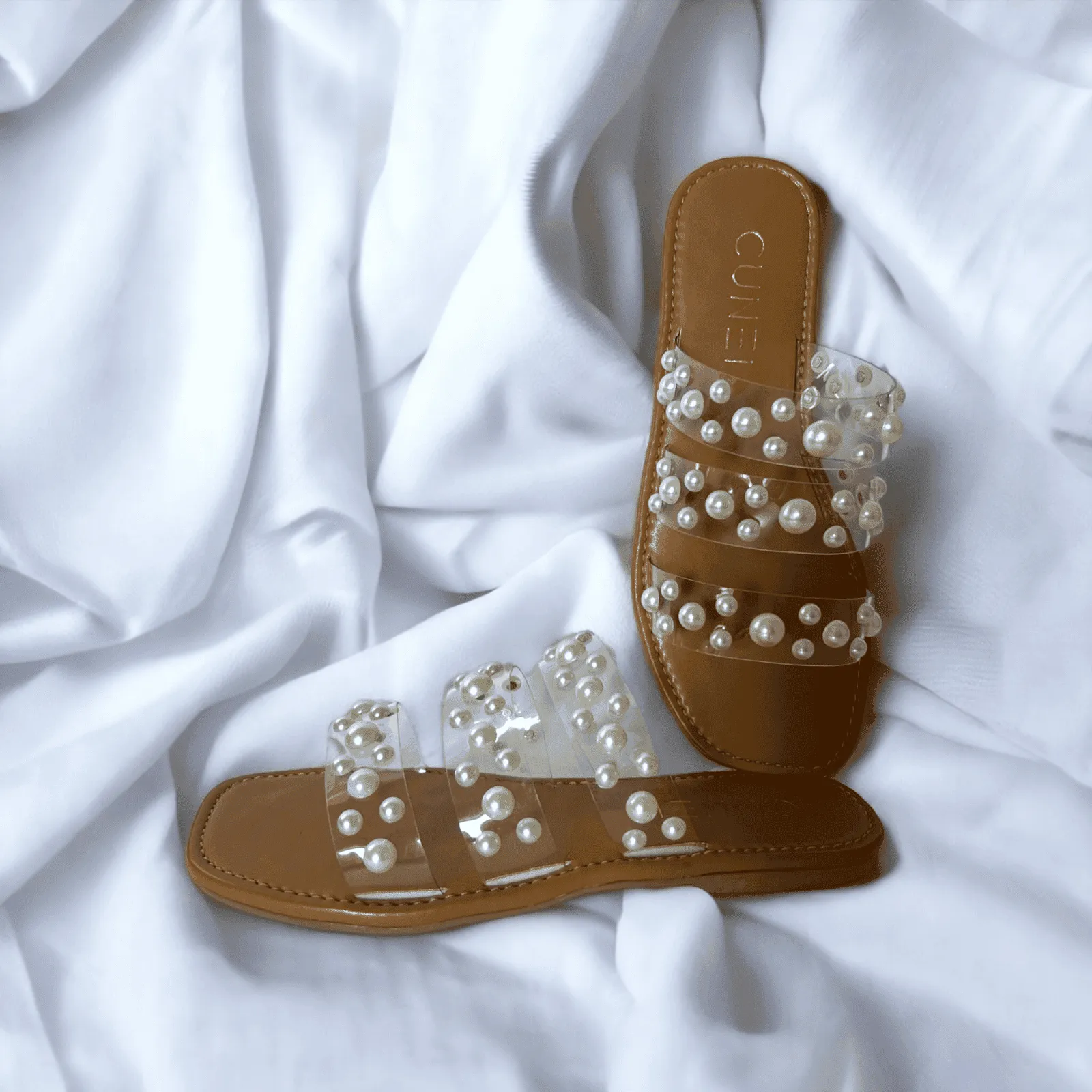 Tan Festive Pearl Flats