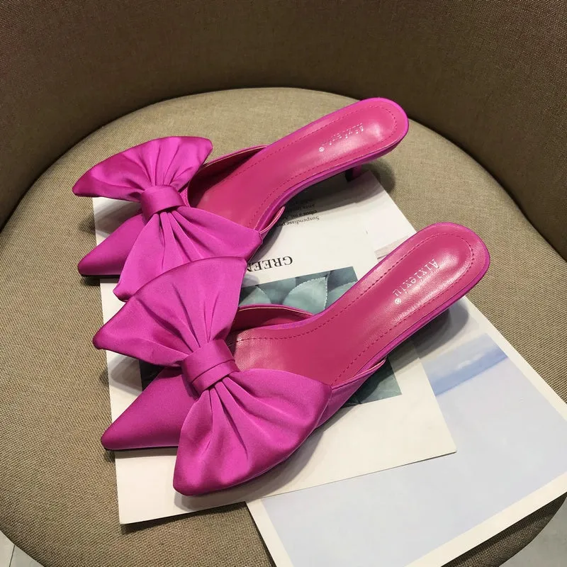 TEEK - Toe Bow Half Slippers Heels