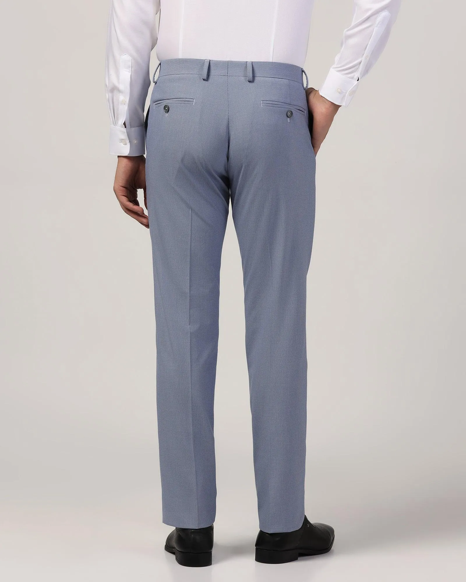 Temp Tech Slim Comfort B-95 Formal Light Blue Textured Trouser - Duke