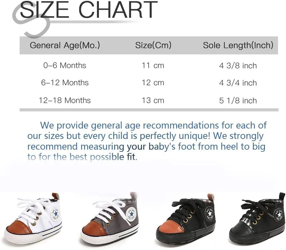 Toddler Baby Boys Girls High Tops Ankle Sneakers Soft Anti-Slip Sole PU Leather Moccasins Infant Newborn Prewalker First Walking Crib Shoes