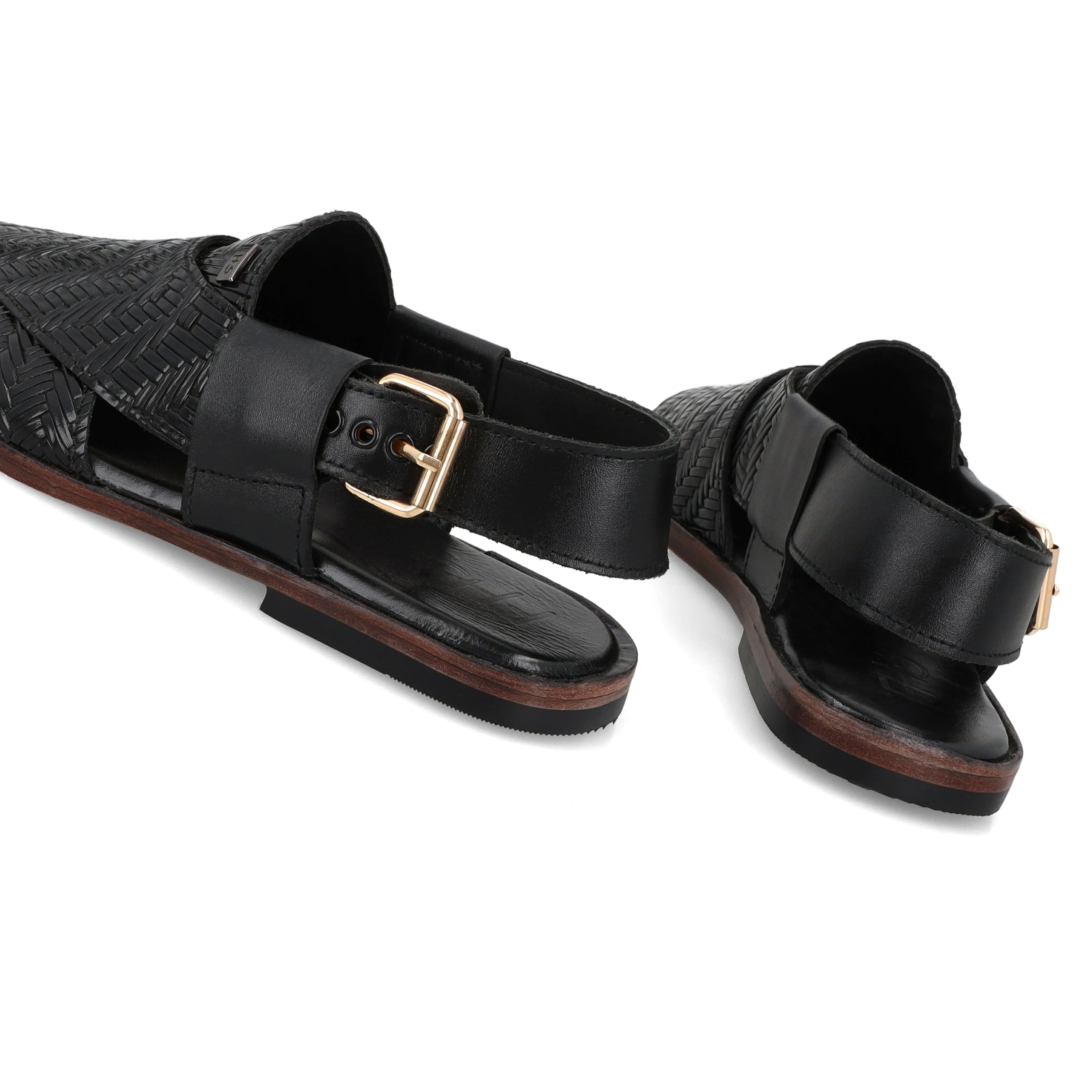 Weaved Peshawari Sandals-Black