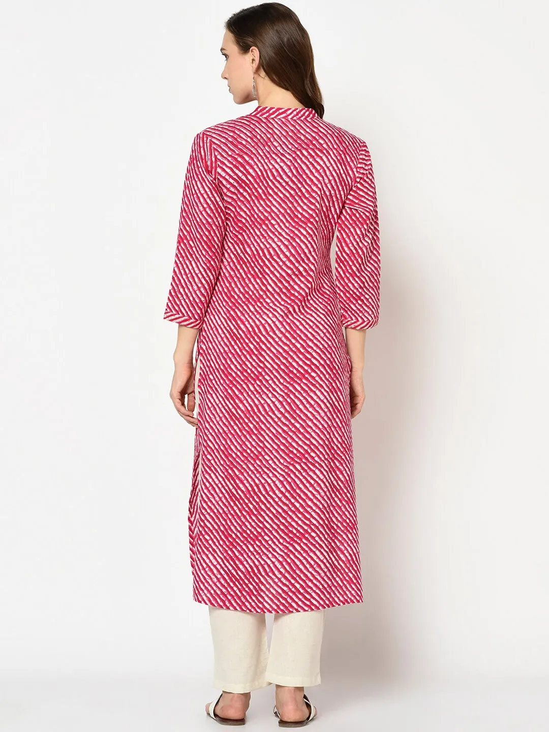 Women Fuchsia Pink Printed Kurta